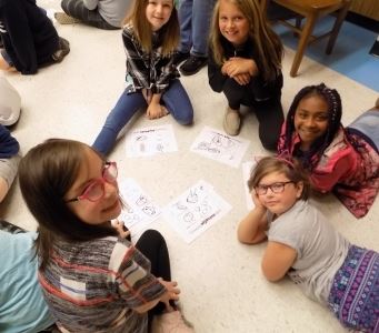 Young girls coloring